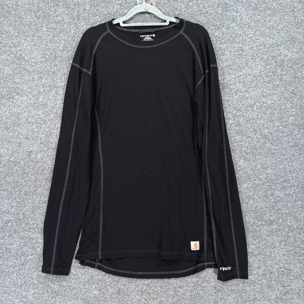 Carhartt Force Thermal Shirt Mens XL Tall Black Waffle Knit Long Sleeve Top